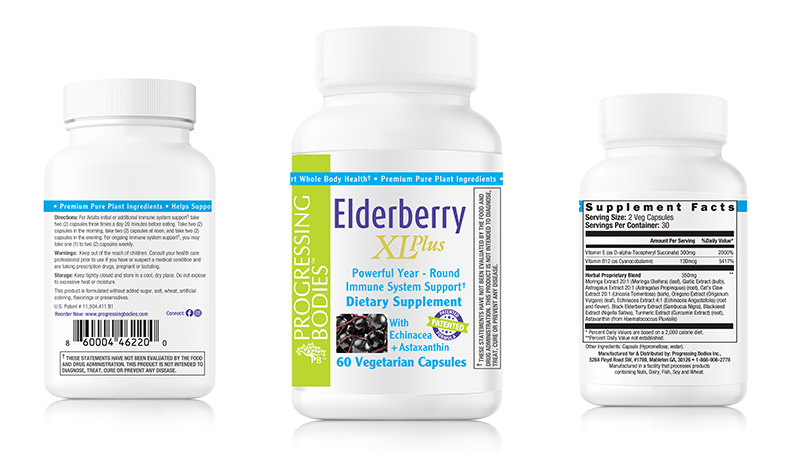 3-Bottle Supply- Elderberry XL Plus  Herbal Blend